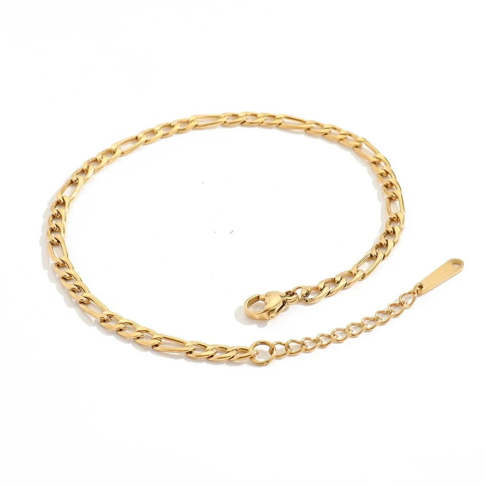 4mm Anklet Set - Cuban, Twist & Snake | Adjustable Stainless Steel Jewelry