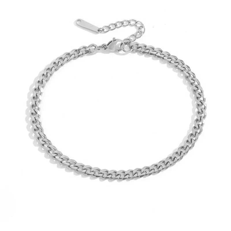 4mm Anklet Set - Cuban, Twist & Snake | Adjustable Stainless Steel Jewelry